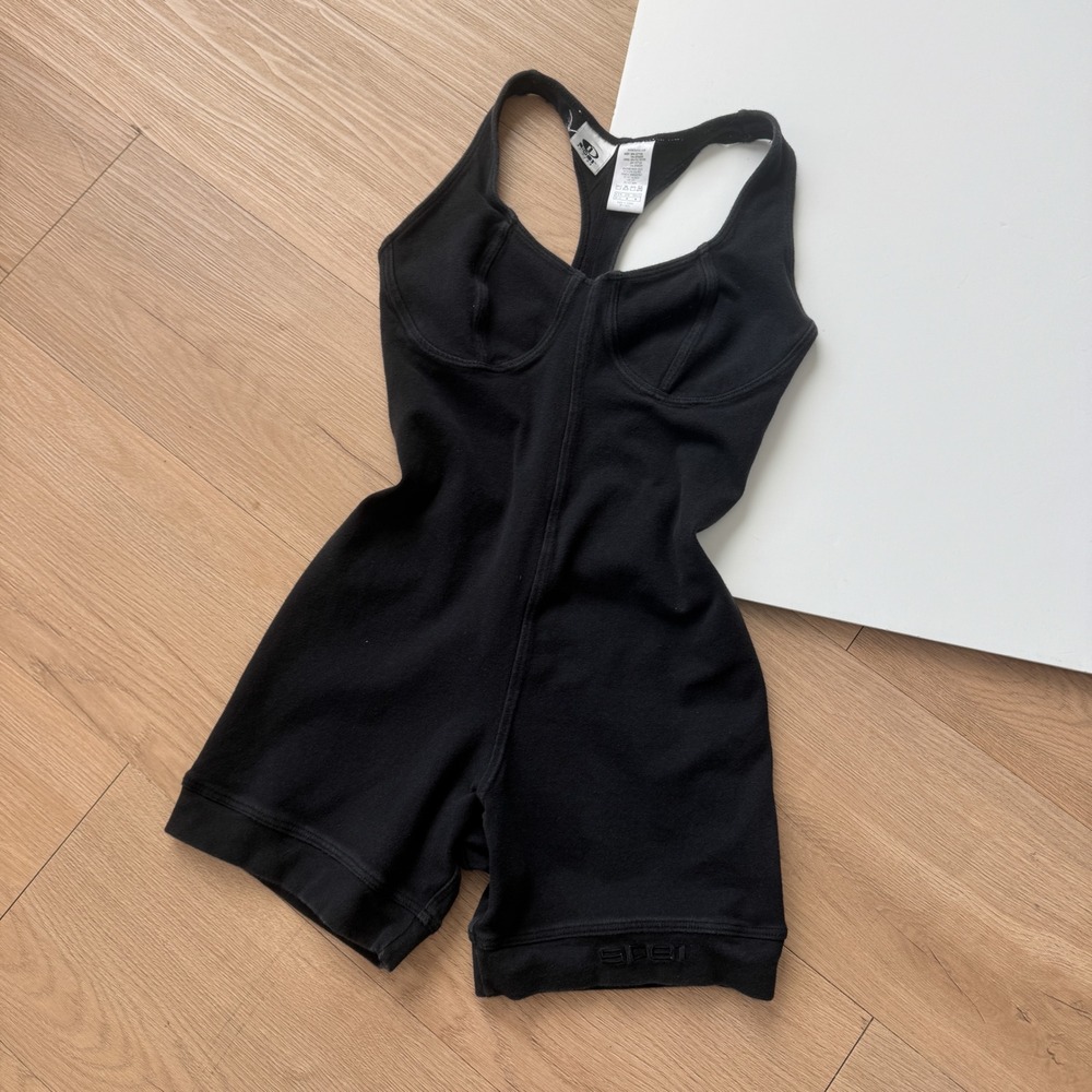 Vintage Nike Side 1 Black Racerback Romper Unitard Bodysuit Medium Athletic Wear